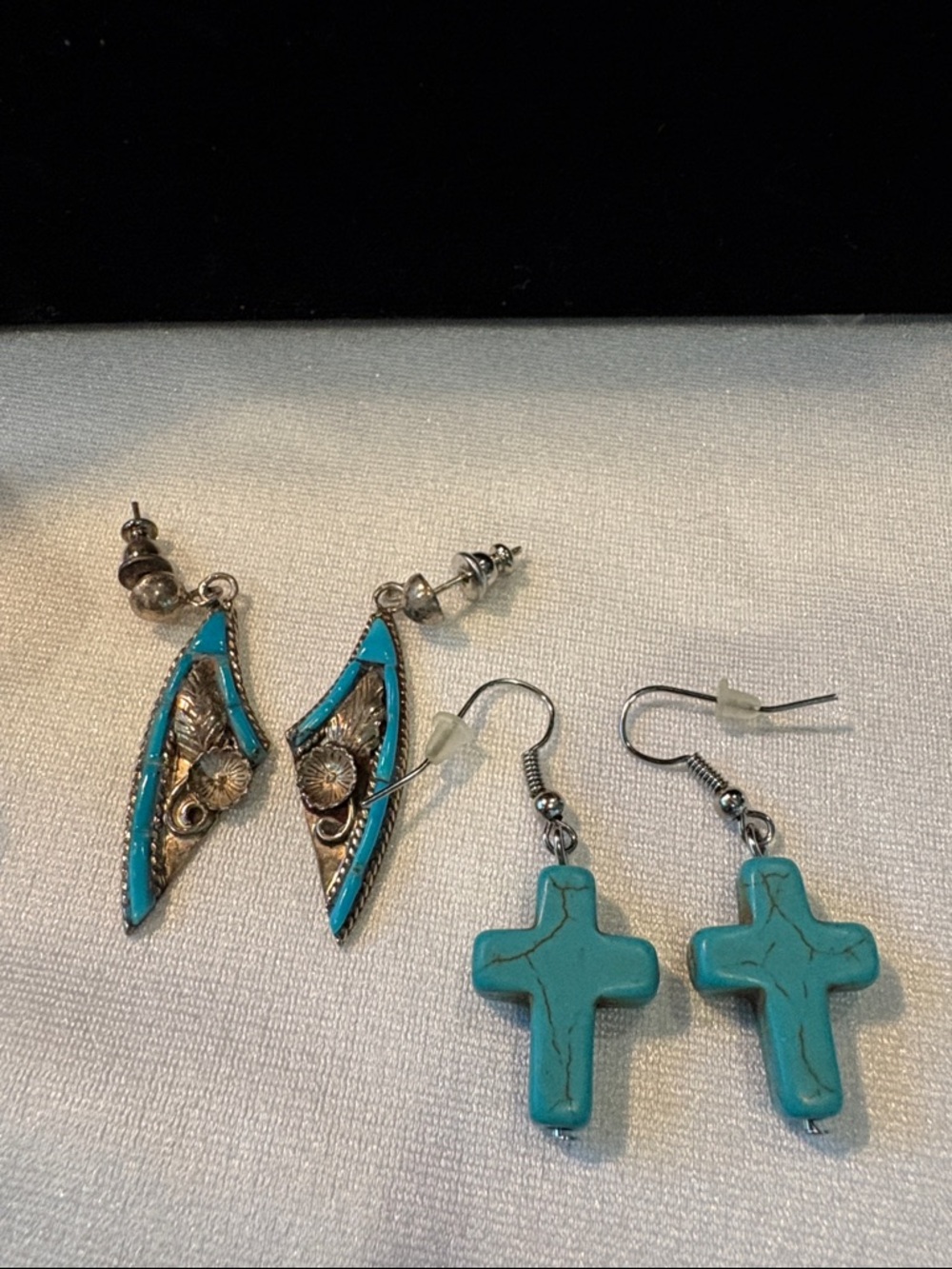 Turquoise Cross & Sterling Teardrop Dangle Earring Set - Women Jewelry